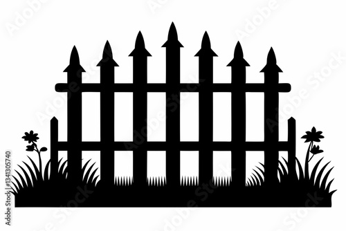 fence line art silhouette vector illustration