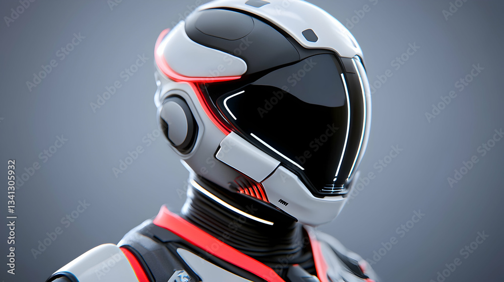 Futuristic Warrior Helmet: Metallic Armor Design