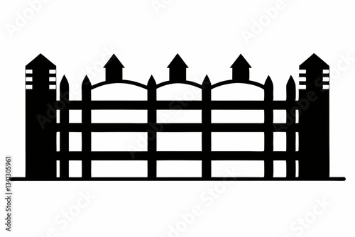 fence line art silhouette vector illustration