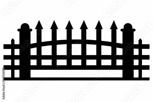 fence line art silhouette vector illustration