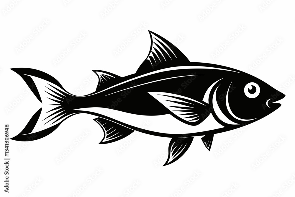 Fototapeta premium fish line art silhouette vector illustration