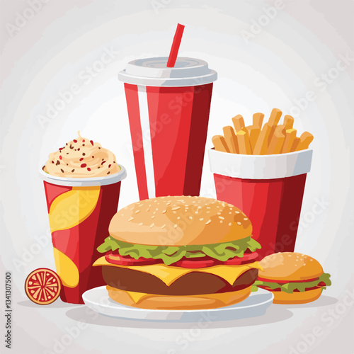 fastfood, fast, snack, food, meal, delicious, background, lunch, dinner, fat, american, burger, unhealthy, restaurant, meat, isolated, junk, menu, cheeseburger, tasty, set, hamburger, sandwich, cuisin