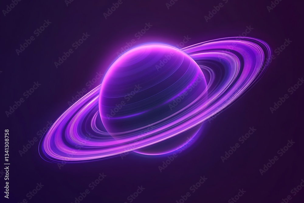 Naklejka premium Cosmic dreamscape featuring bioluminescent planets with swirling auroralike atmospheres stellar nebulae and crystalline rings against deep space rendered in vibrant neons