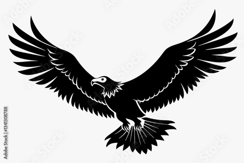flying condor line art silhouette vector illustration