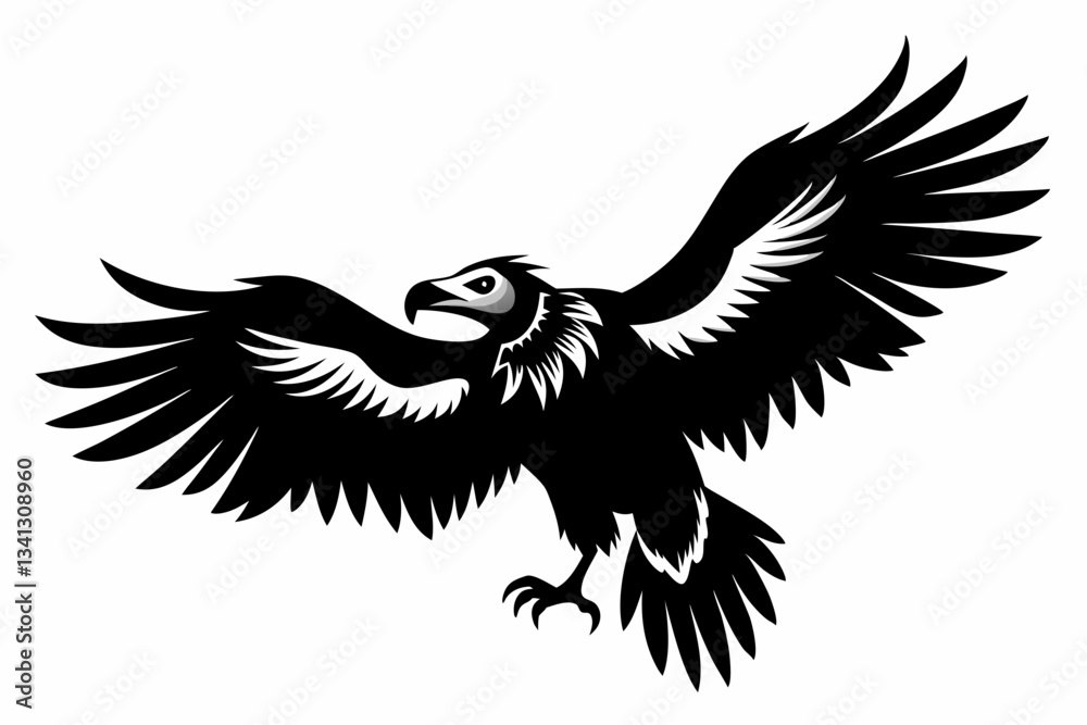 Fototapeta premium flying condor line art silhouette vector illustration