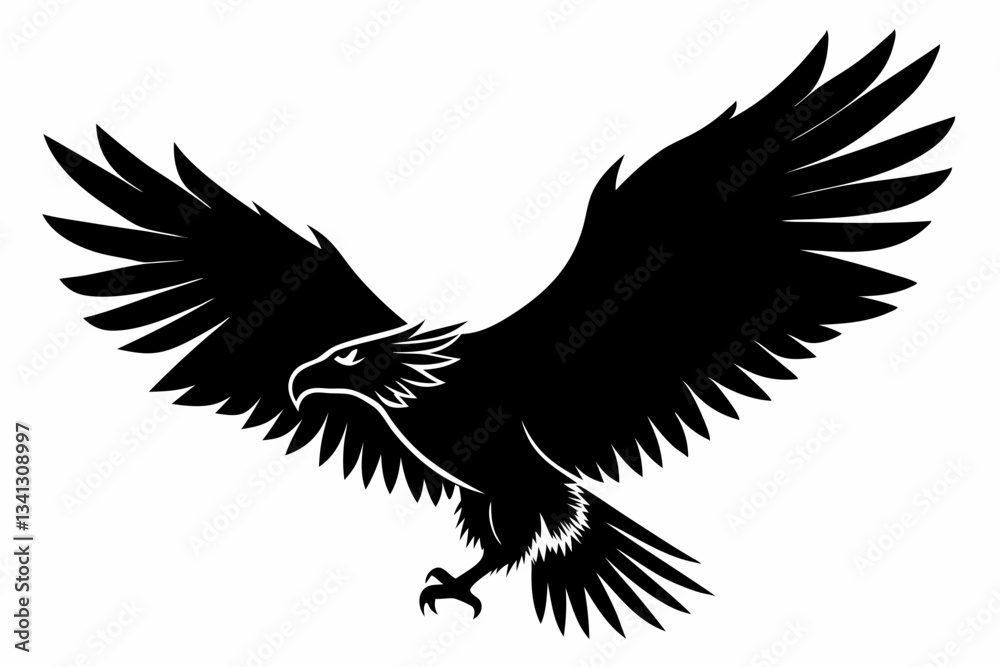 Fototapeta premium flying condor line art silhouette vector illustration