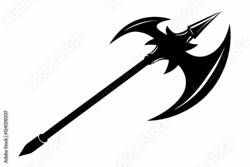 halberd line art silhouette vector illustration