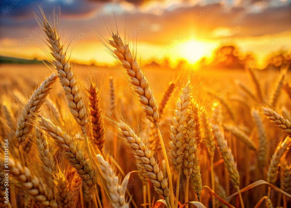 Golden wheat, sun-drenched, close-up macro shot: a vibrant harvest field background. Golden wheat, sun-drenched, close-up macro shot: a vibrant harvest field background.