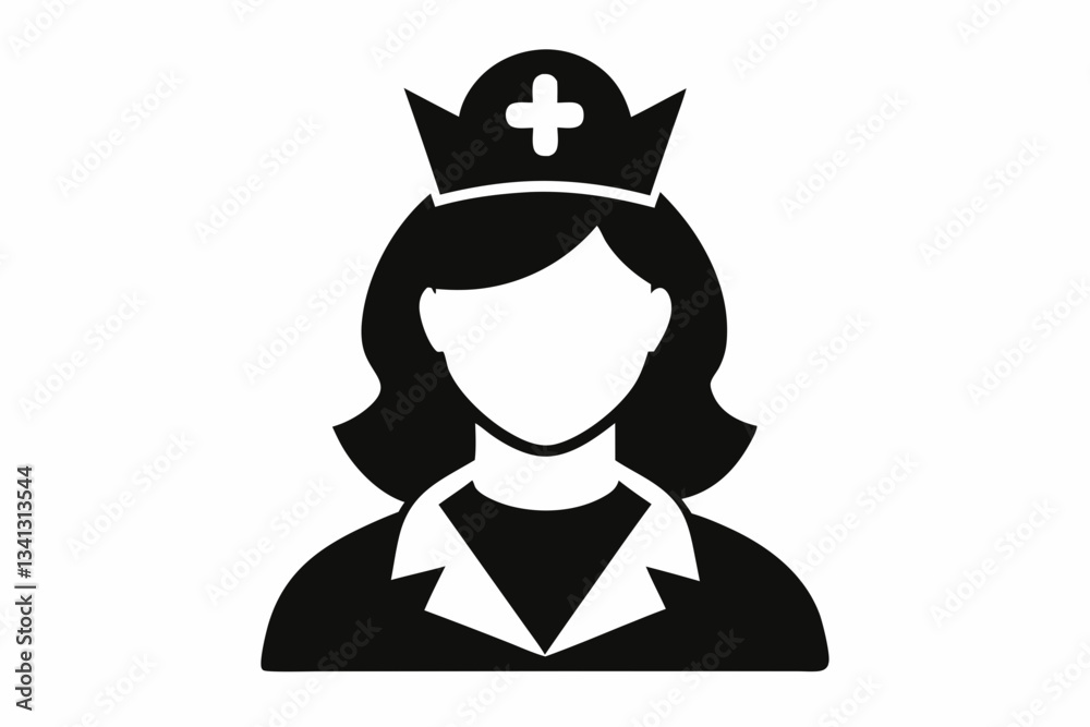 nurse icon line art silhouette vector illustration nurse icon line art silhouette vector illustration