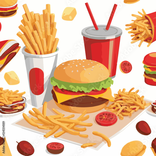 fastfood, fast, snack, food, meal, delicious, background, lunch, dinner, fat, american, burger, unhealthy, restaurant, meat, isolated, junk, menu, cheeseburger, tasty, set, hamburger, sandwich, cuisin