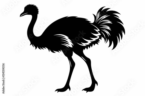 ostrich line art silhouette vector illustration