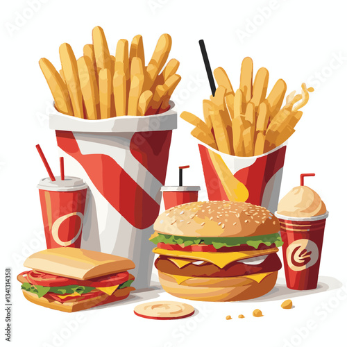 fastfood, fast, snack, food, meal, delicious, background, lunch, dinner, fat, american, burger, unhealthy, restaurant, meat, isolated, junk, menu, cheeseburger, tasty, set, hamburger, sandwich, cuisin