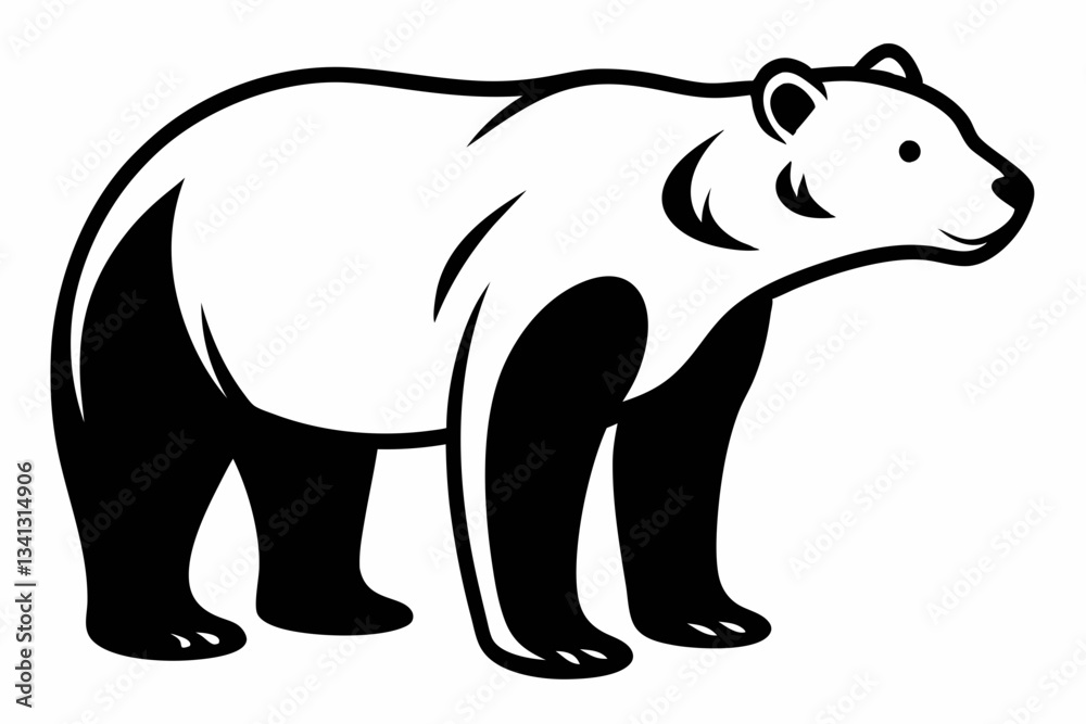 Fototapeta premium polar bear line art silhouette vector illustration