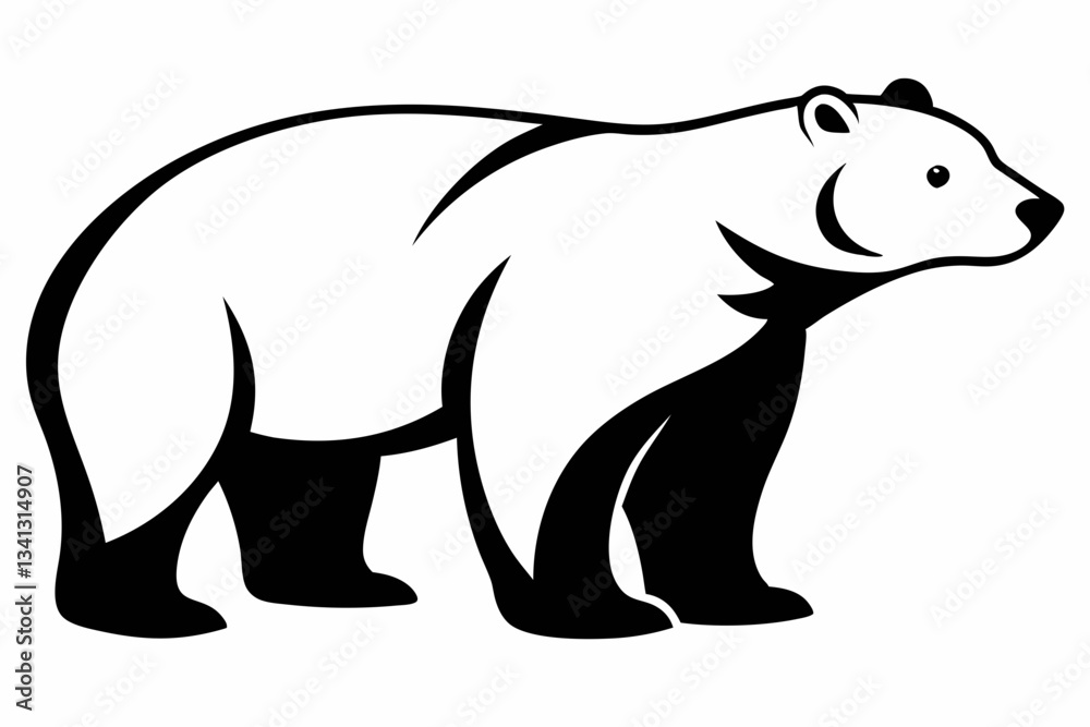 Fototapeta premium polar bear line art silhouette vector illustration