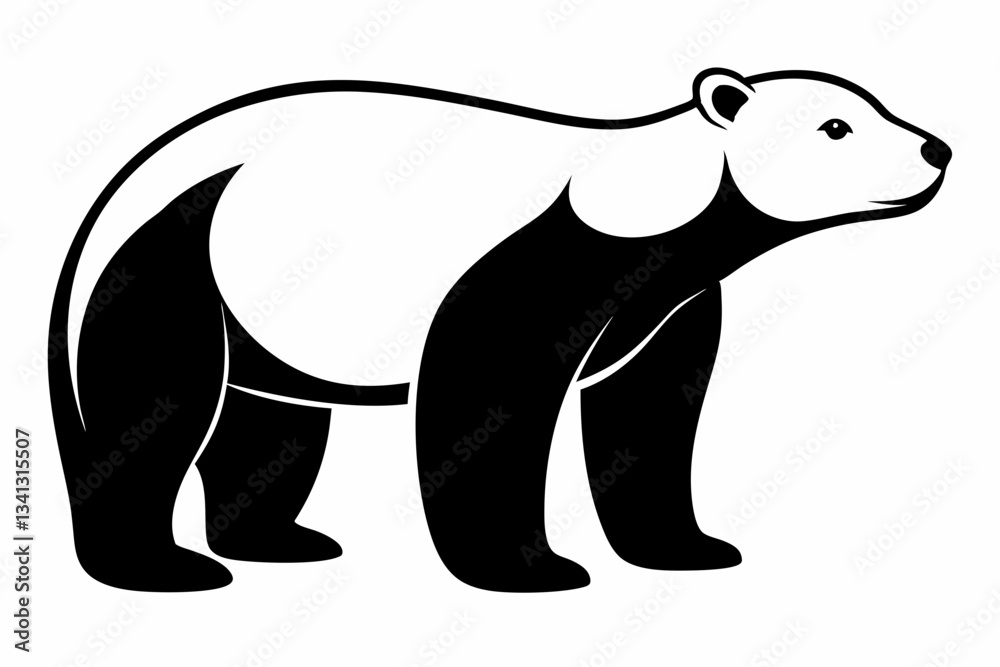 Fototapeta premium polar bear line art silhouette vector illustration