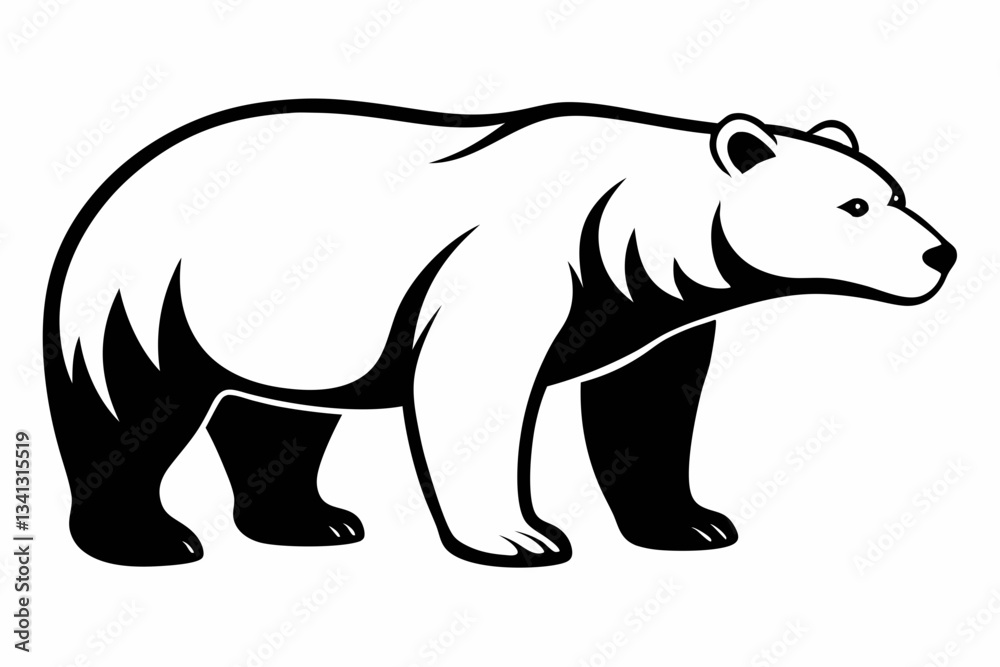 Fototapeta premium polar bear line art silhouette vector illustration