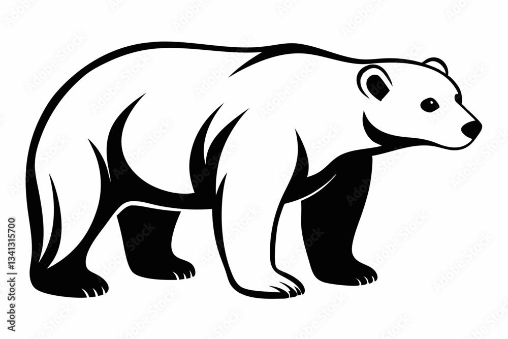 Fototapeta premium polar bear line art silhouette vector illustration
