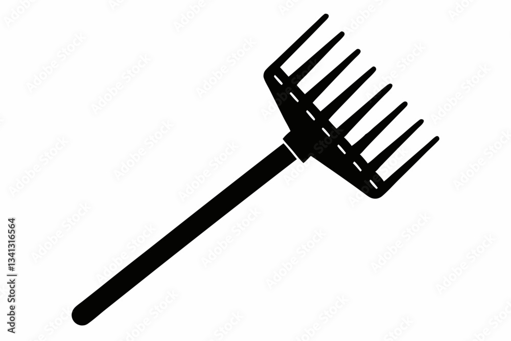 rake icon line art silhouette vector illustration rake icon line art silhouette vector illustration