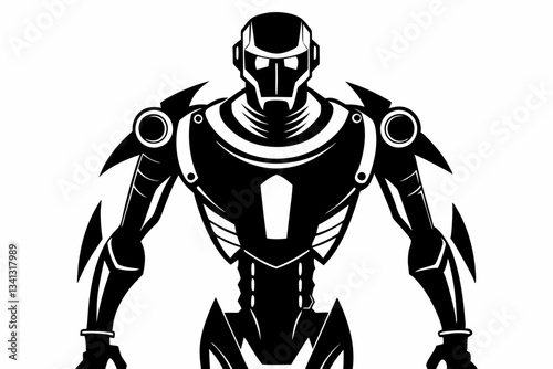 robot cyborg line art silhouette vector illustration