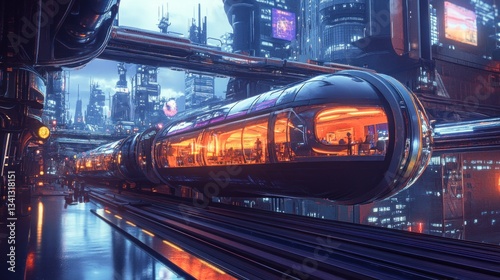 A Futuristic City with Hyperloop Transit