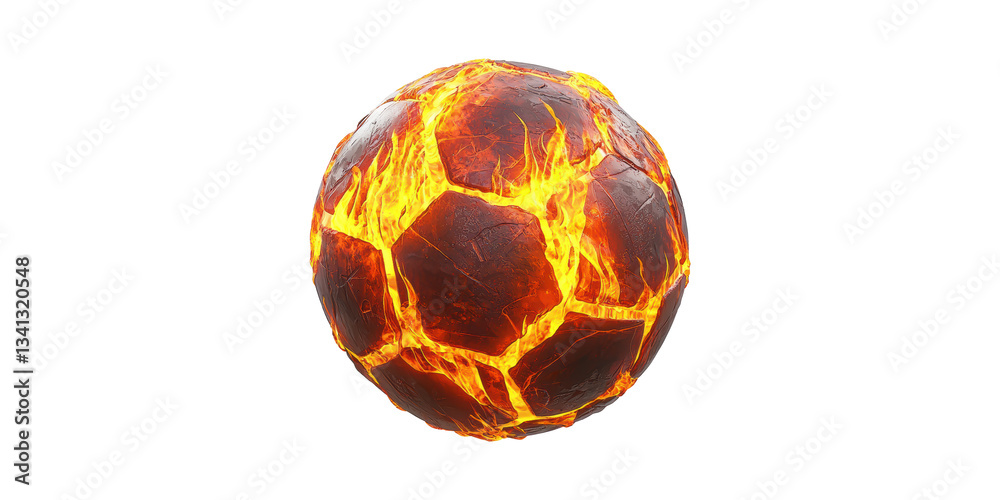 Naklejka premium Fiery Soccer Ball. Symbol Of Passion And Intensity In Sports Isolated On Transparent Background