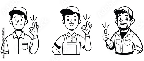 Man in work clothes giving a good sign