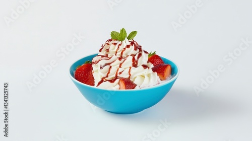 Scrumptious Strawberry Dessert with Whipped Cream and Chocolate Drizzle