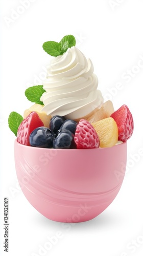 A Delectable Bowl of Fruit and Whipped Cream