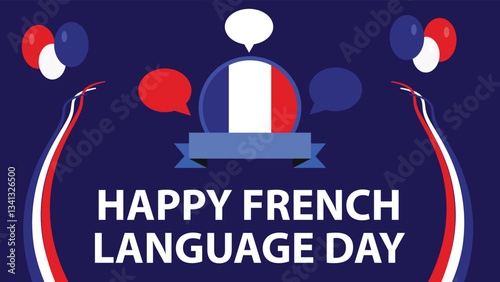 Happy French Language Day web vector banner design illustration