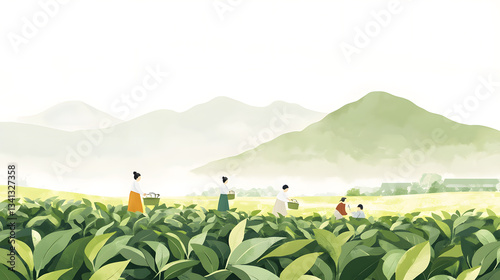 The tea picking girl in the tea garden
