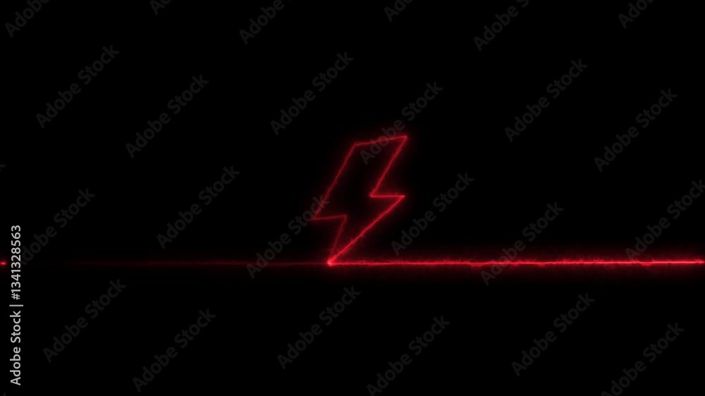 Neon color battery charging power icon. Lightning bolt sign in the circle. Glowing neon light seamless loop Neon color battery charging power icon. Lightning bolt sign in the circle. Glowing neon light seamless loop
