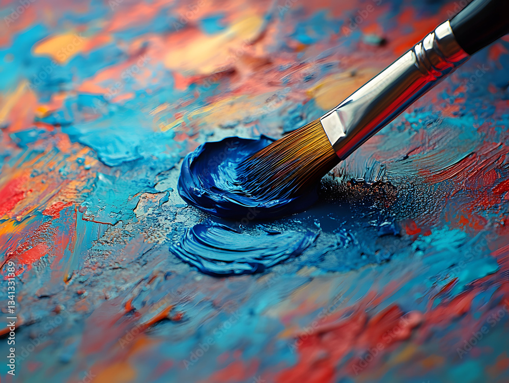 Fototapeta premium Vibrant Paintbrushes on a Colorful Artistic Canvas