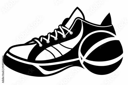 basketball shoes line art silhouette vector illustration