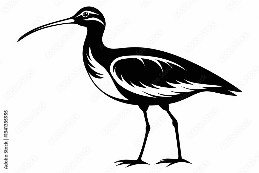 Obraz premium curlew line art silhouette vector illustration