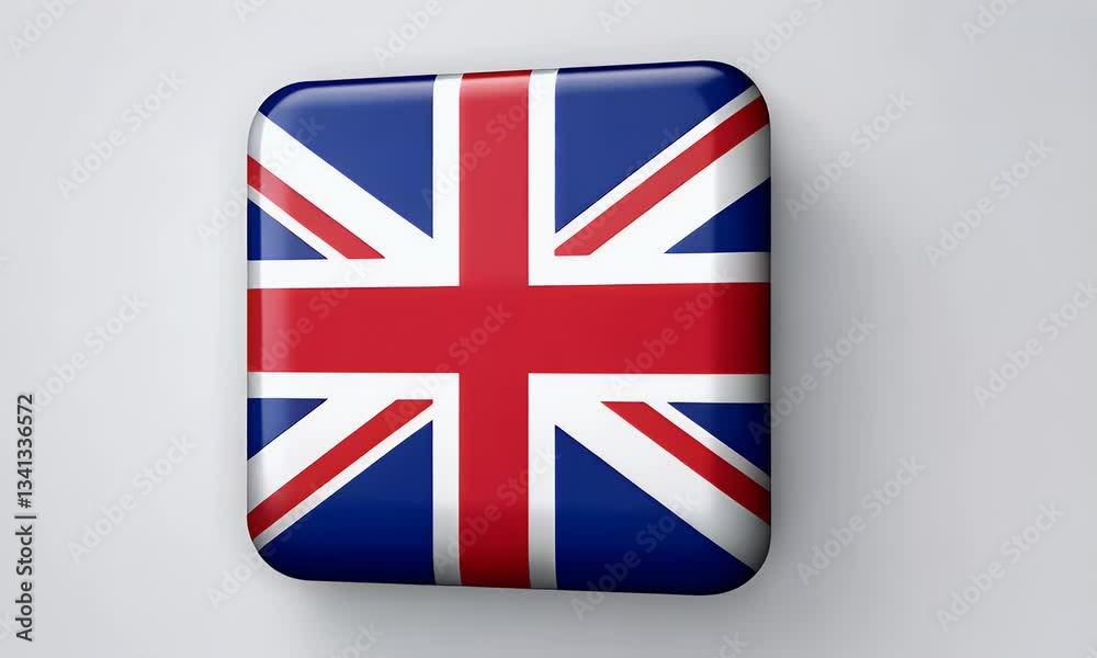 Square button design of the UK flag