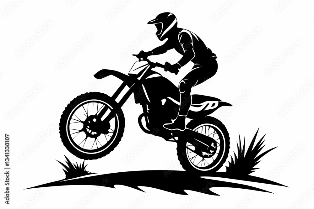 dynamic dirt bike rider line art silhouette vector illustration dynamic dirt bike rider line art silhouette vector illustration