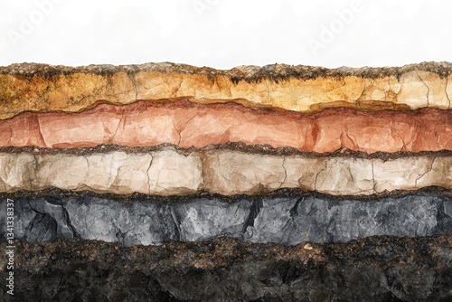 Wallpaper Mural Cross-section of layered earth showcasing different soil types and geological strata. Torontodigital.ca
