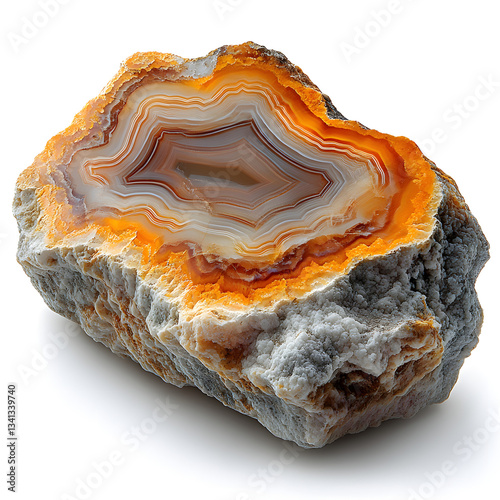 Exquisite Orange Agate Geode Slice: Nature's Multicolored Gemstone with Polished Geological Patterns photo