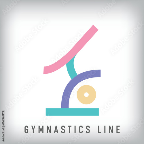 Colorful gymnastics sports design with modern lines. Unique linear sports line design, corporate identity.