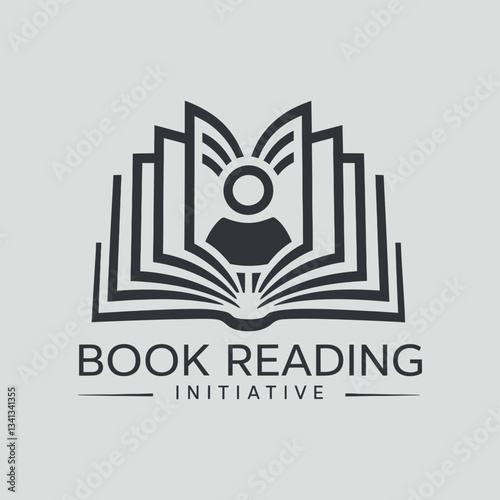 Illustrative Logo of Book with Feather Symbolizing Knowledge and Elegance