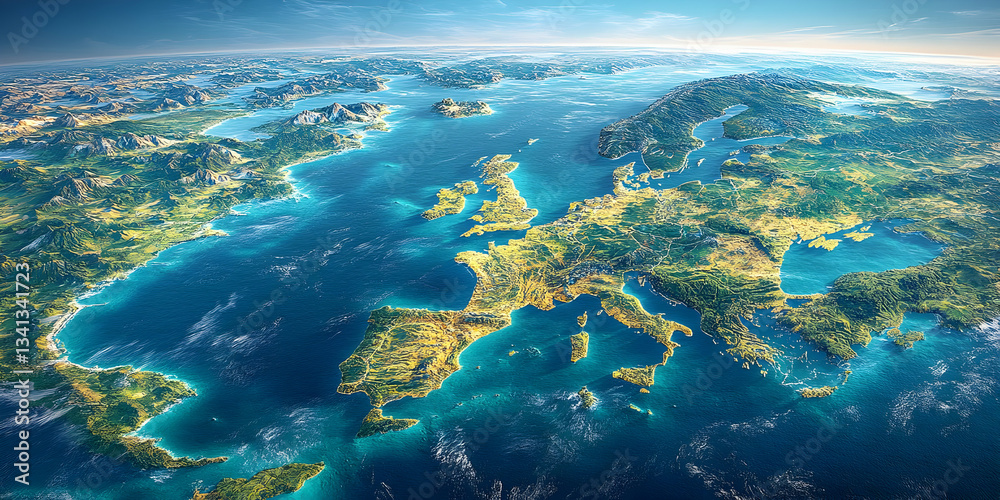 Fototapeta premium Europe 3D Satellite Image