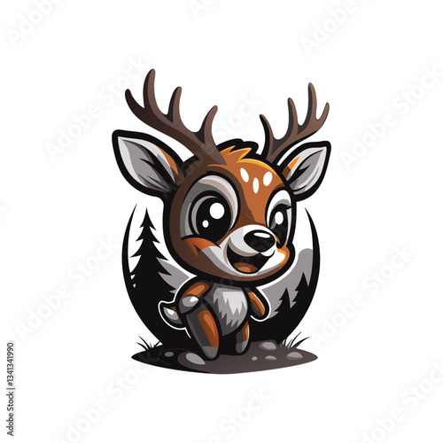 minimalist creative deer mascot logo icon vector art design