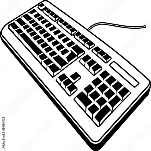 Keyboard black silhouette with white background.