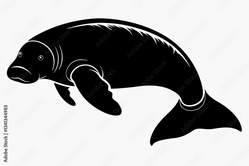 Naklejka premium manatee line art silhouette vector illustration