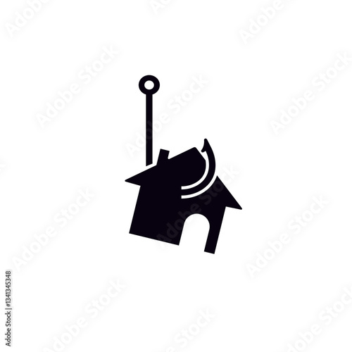 A creative symbol combining a keyhole and a pencil pointing upwards, designed with minimalist style.