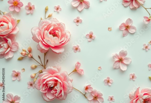 Wallpaper Mural Delicate pink & white floral pastel pattern on white background, charming vintage style, cute, sweet Torontodigital.ca
