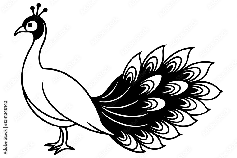 Fototapeta premium peacock line art silhouette vector illustration