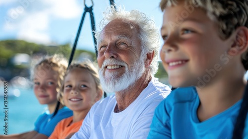 Happy Multigenerational Family on Boat Trip