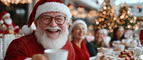 Happy Santa Claus Christmas Family Dinner