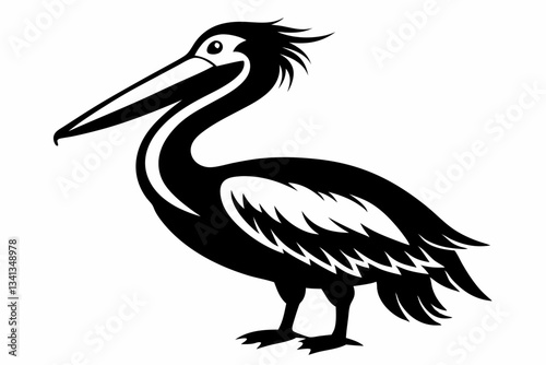 pelican line art silhouette vector illustration
